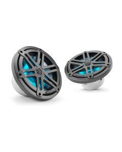 JL Audio 7.7-Inch Marine Coaxial Speakers Metal Gray Sport Grille W/RGB LED