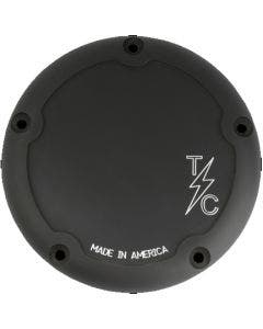 Thrashin Supply Black Dished Billet Derby Cover 5-Hole Evo TSC-3011-4