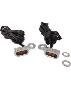 Drag 2040-2136 Chrome Amber Lens LED Handlebar Marker Light 04-18 Harley XL 20402136