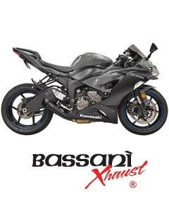 Bassani 5Z627B 4" Megaphone Slip-On Muffler Black Steel Kawasaki ZX6R ZX636