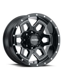 Ultra Motorsports Warlock Gloss Black Milled 17X9 5X5 5X127 +1MM Offset Rim Jeep