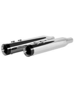 Khrome Werks Chrome 4.5" HP-Plus Slip-Ons Turbine Contrast Tip Harley M8 FLH 17+
