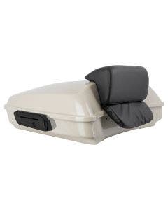 Hogworkz White Sand Pearl Razor Tour Pack Slim Backrest Black Hardware for Harley® FLH '97-'24