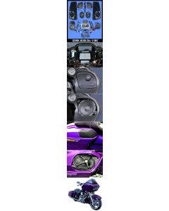 J&M Rokker XXR Extreme 800w 4-Speaker w/ Lids & Amp Kit 15-20 Harley FLTR
