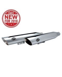 S&S 550-0739 Chrome Slash Cut RACE Mufflers Harley 18-21 Softail Deluxe Heritage