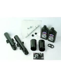 Black 49mm Front End Upper & Lower Legs Package w/ Flush Axle Harley 14-21 FLH/T