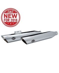 S&S 550-0736 Chrome Slash Cut RACE Slip-On Mufflers 18-21 Harley Softail M8