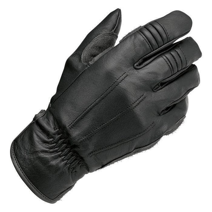 Biltwell Heavy Duty Black Leather Work Gloves (XS-2XL) cowhide suede  internal padding abrasion resistance shock isolation outdoors grip stitched  adjustable weather hand protection 33012330 33012331