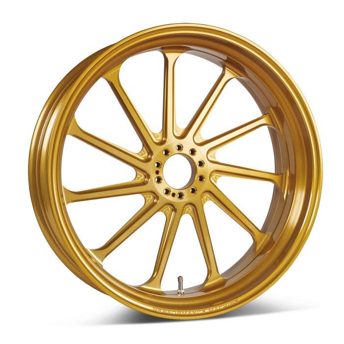 Performance Machine Forged Assault Gold Anodized Motorcycle Wheel