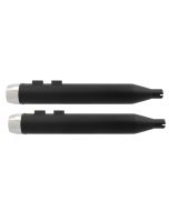 Power House Black 4" Slip-On Mufflers Chrome Tips Harley M8 17-Up