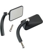 Biltwell Black Square Utility Mirrors Perch Mount for Harley Metric Custom (pr)