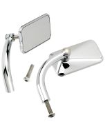 Biltwell Chrome Square Utility Mirrors Perch Mount 4 Harley Metric Custom (pr)