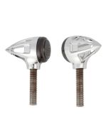 Arlen Ness Chrome Teardrop 1″ Billet Bullet Amber LED Turn Signals Harley Custom