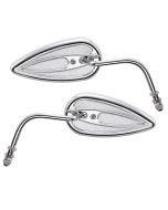 Arlen Ness 13-035 13-036 Chrome Left & Right Teardrop Mirror with Steel Stem Universal