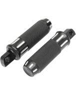 Drag Black w/ Cuts Billet Custom Male Mount Footpegs Foot Pegs w/ Rubber Pair Harley 