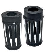 Arlen Ness Deep Cut Black Fork Boots Sliders Cow Bells Standard for Harley 86-13