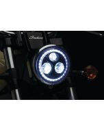 Kuryakyn 2462 Orbit Vision DOT 5 3/4" LED w/ White LED Halo Harley Headlight FL