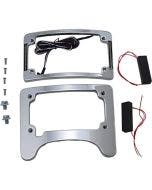 Custom Dynamics Chrome Tag Plate Frame w/ LED Light Signals 97-Up Harley Touring