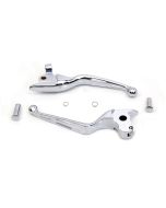 V-Twin 26-0009 Chrome 3-Slot Wide Hand Clutch Brake Lever Set 14-16 Harley FLT