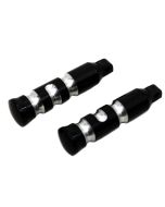 Black Contour Grooved Deep Cut Footpeg Set Male Mount Harley-Davidson 27-1056