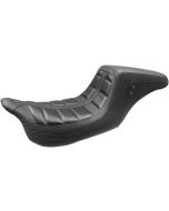 Mustang 75239 Black One Piece Squareback 2 Up Seat Harley FLH FLT 08-22