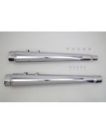 V-Twin 30-0939 Chrome Wyatt Gatling Megaphone Slip On Mufflers 17-19 Harley FLTR