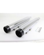 Wyatt Gatling Slip-On Mufflers Chrome w/ Black Stub Tip Harley Touring M8 17-Up