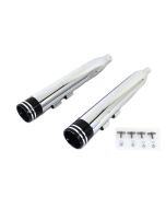 Chrome Wyatt Gatling 4" Slip-On Mufflers w/ Black Comet Tip Harley Touring 17-20