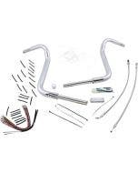 FBI Fat Baggers 1-1/2 Chrome 16" EZ Install Rounded Top Handlebar Cable PKG FLH 08-13