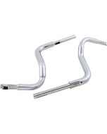 FBI Fat Baggers 1-1/2 Chrome 12" EZ Install Rounded Top Handlebar Batwing 14-20