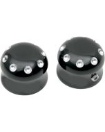 Covingtons Customs Black Dimpled Front Axle Caps Harley 07-17 Softail FLH FXDWG