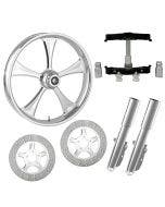 Clutch Chrome 23" Wheel Tire Dual Rotors w/ Raked Triple Trees Lowers & Sliders