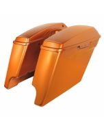 Hogworkz 4" Stretched Dual Saddlebags w/ Lids Harley '14-'19 FLH Amber Whiskey