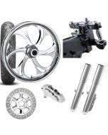 RC 26 Recoil Chrome Wheel Tire Neck Rake Front End Package Harley Single Side