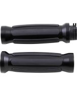 Drag Specialties Textured Black Rubber Grips Chrome Ends Harley Cable Throttle