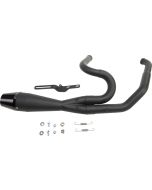 Sawicki 2 into 1 Black Shorty Cannon Pipe Black Tip Exhaust Harley Touring 17-Up