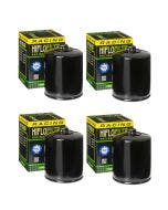 HiFloFiltro HF170BRC Set of 4 Black High Performance Oil Filters Harley Big Twin