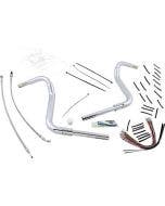 FBI Fat Baggers 1-1/2 Chrome 14" EZ Install Rounded Top Handlebar Cable PKG FLH 14-20