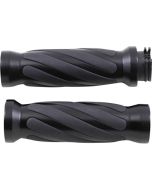 Drag Specialties Textured Black Rubber Grips Chrome Ends Harley Cable Throttle