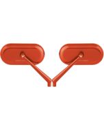 Arlen Ness Oval Mirrors Left & Right Orange 5.5" Billet Aluminum Universal