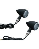 Kuryakyn 2510 Black Torpedo Front Indicator Turn Signal Lights Amber Lens 12V