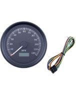 Drag Specialties Black 3-3/8" Programmable Electronic Speedometer 120 MPH Harley