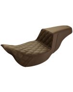 Saddlemen Brown Step Up 2-Up Seat Front Lattice Stitched Harley Touring 08-Up