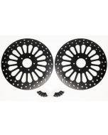 Black Super Spoke Dual Front 11.5 Brake Disc Brake Rotor Harley Touring 00-07