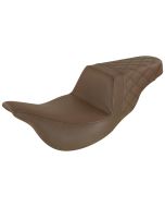 Saddlemen Brown Step Up 2-Up Seat Rear Lattice Stitched Harley Touring 08-Up