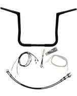 FBI Fat Baggers 1-1/4 Black 14 EZ Install Flat Top Handlebar Harley Batwing 14-20