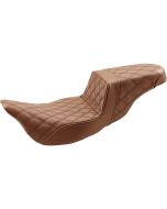 Saddlemen Brown Step Up 2-Up Seat Full Lattice Stitch Harley Touring 08-Up