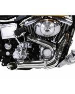 Chrome Wyatt Gatling 2 into 1 Exhaust Lake Pipe Header Harley Chopper 18mm O2