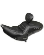 Mustang 79664 Black Diamond Stitch Touring Seat w/Backrest & Heat 15-18 Indian 0810-1983 08101983