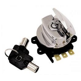 Chrome Ignition Switch w/ Round Key Harley Softail, Dyna & Road